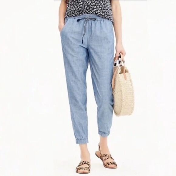 J. Crew Point Sur Seaside Frayed Hem Chambray Pant - Picture 1 of 8